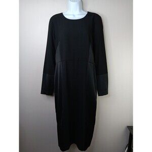 Donna Karan New York Dress Size 10 Zipper Long Sleeve Black Panel Modest Classic